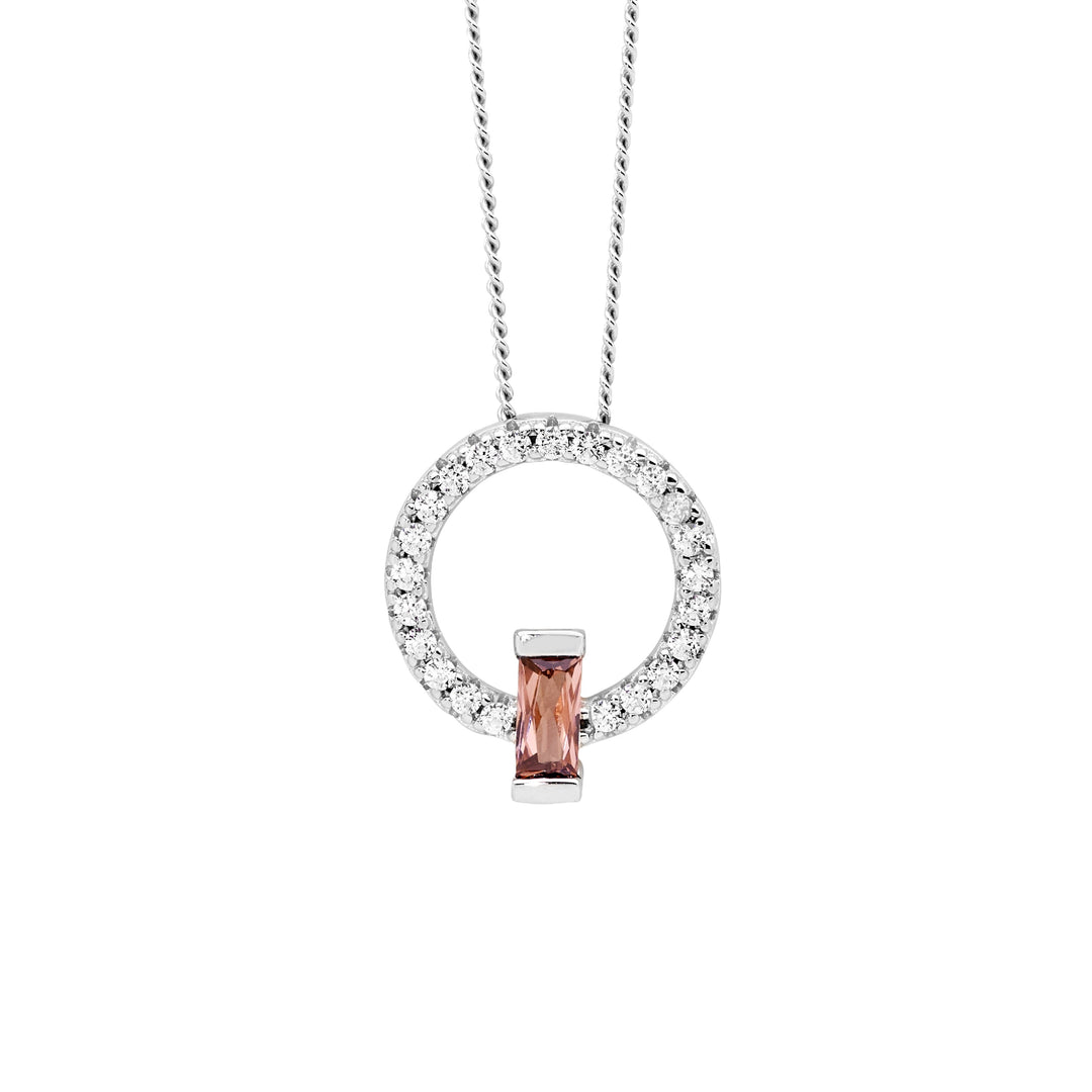 Sterling Silver Cubic Zirconia Circle Necklace