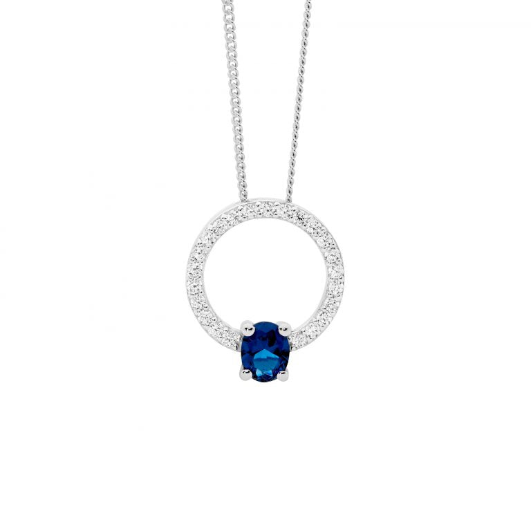 Sterling Silver Cubic Zirconia Circle Necklace