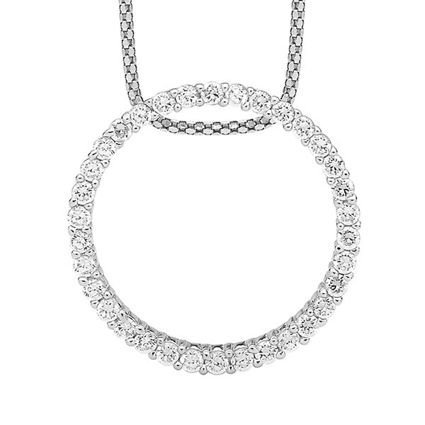 Ellani Sterling Silver Cubic Zirconia Circle Shaped Necklace