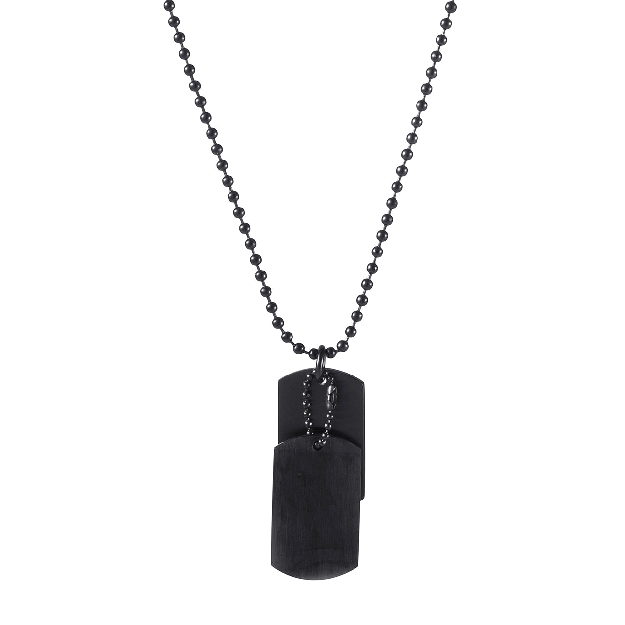 STAINLESS STEEL/IP BLACK DOUBLE DOG TAGS