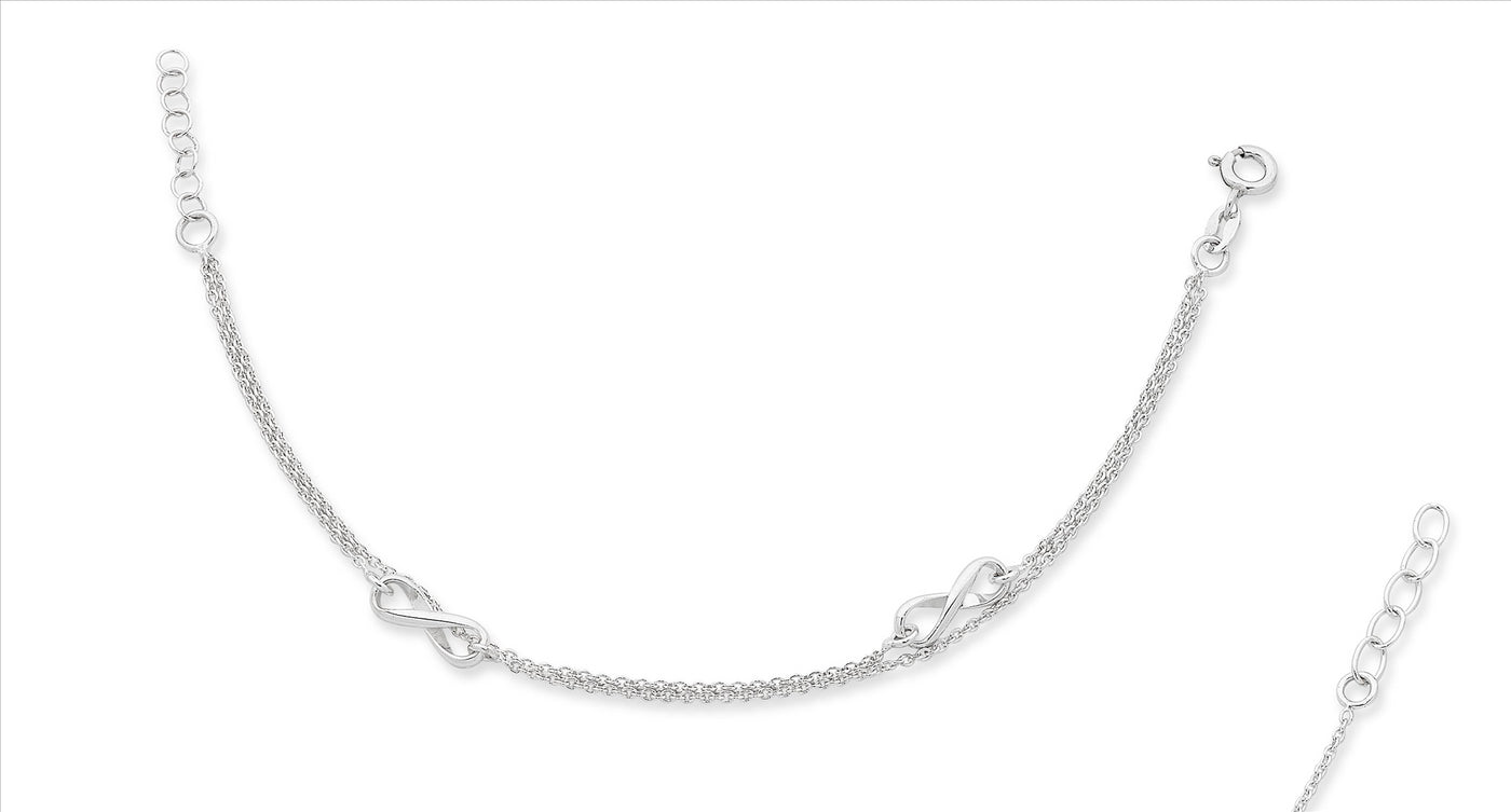 Sterling Silver Double Row Infinity Bracelet