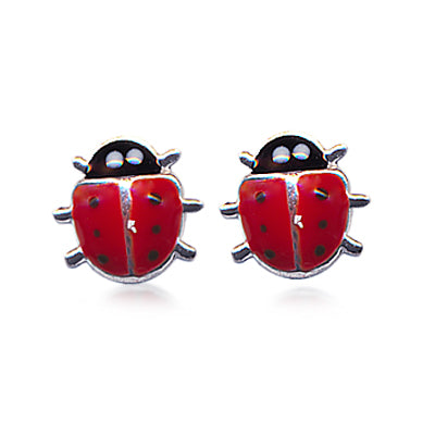 Sterling Silver Lady Beetle Stud Earrings