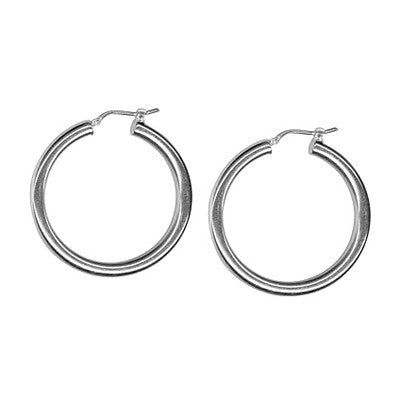 Sterling silver italian plain hoop earrings