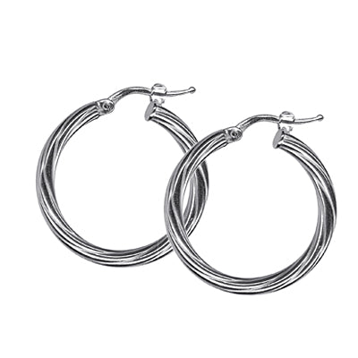 Sterling silver italian twist hoop earrings
