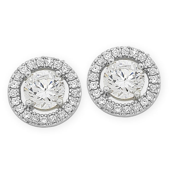 Sterling Silver Cubic Zirconia Stud Earrings