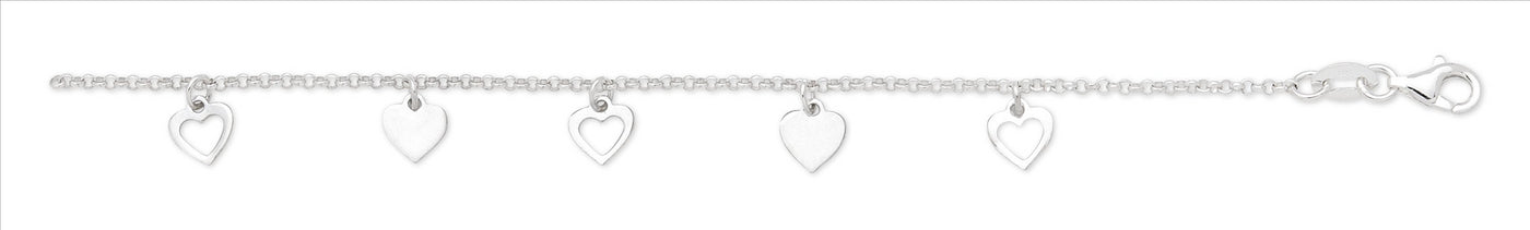 Sterling Silver Heart Charm Anklet