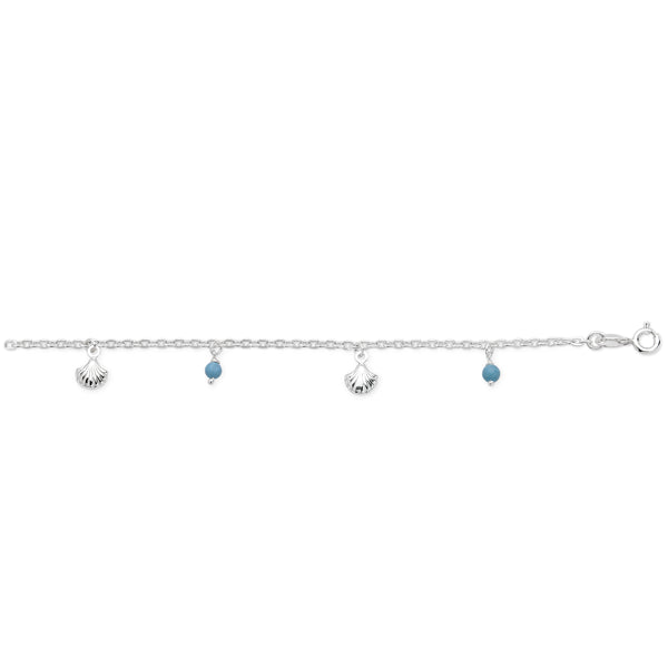 Sterling Silver Anklet With Turquoise Beads