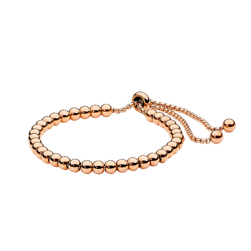 Ellani Stainless Steel Rose Gold Plated Ball Beaded Bracelet