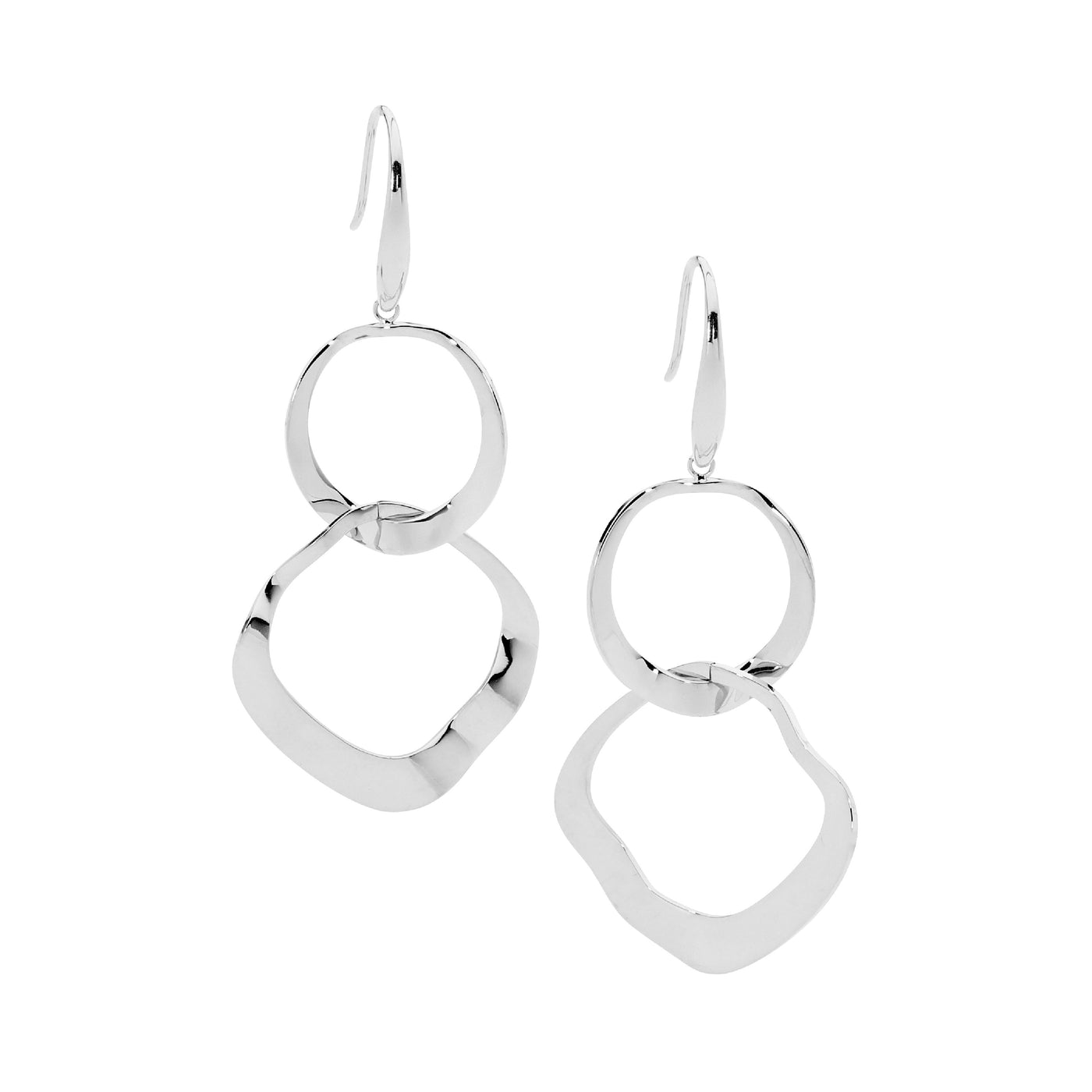Ellani Stainless Steel Open Circle Sheppard Hook Earrings