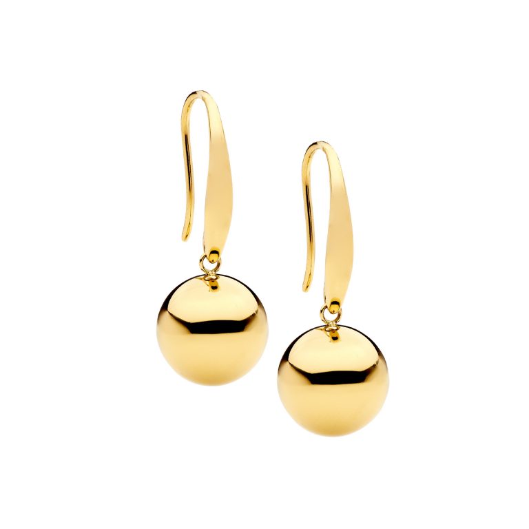 Ellani Stainless Steel Yellow Gold Plated Sheppard Hook Earrings